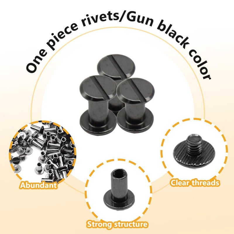 Ruidee 150 Pcs/75 Set Chicago Screws M5 Stainless Steel Binding Screw Post Leather Screws Metal Nail Rivet Chicago Button for Albums Belt Bookbinding (ZD-D/Gunmetal) - Image 3